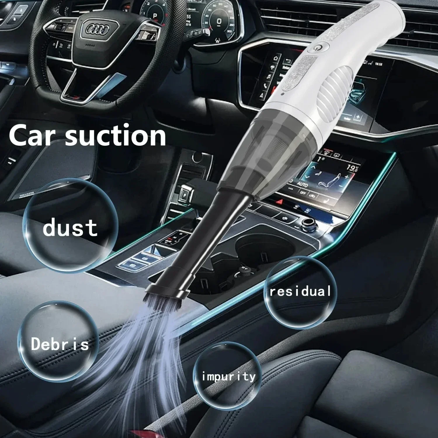 Powerful, Rechargeable Car Vacuum Cleaner - Handy, Wireless Design with High Suction Power and Low Noise for Efficient Cleaning