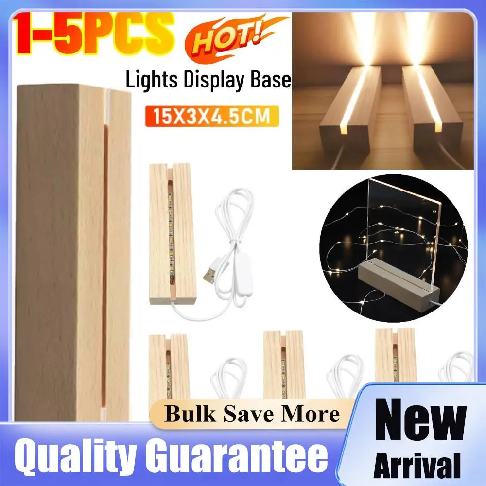 1-5PCS LED Wood Light Display Crystal Wooden Lighted Stand Acrylic Light Plate Base USB Wooden Base For Resin Art Lights 2026