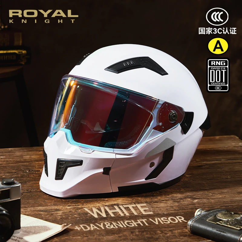 

Rng Scooter Motorcycle Helmet Modular Helmet with Day&Night Visor Dot & 3C Certificate Washable Removable Lining