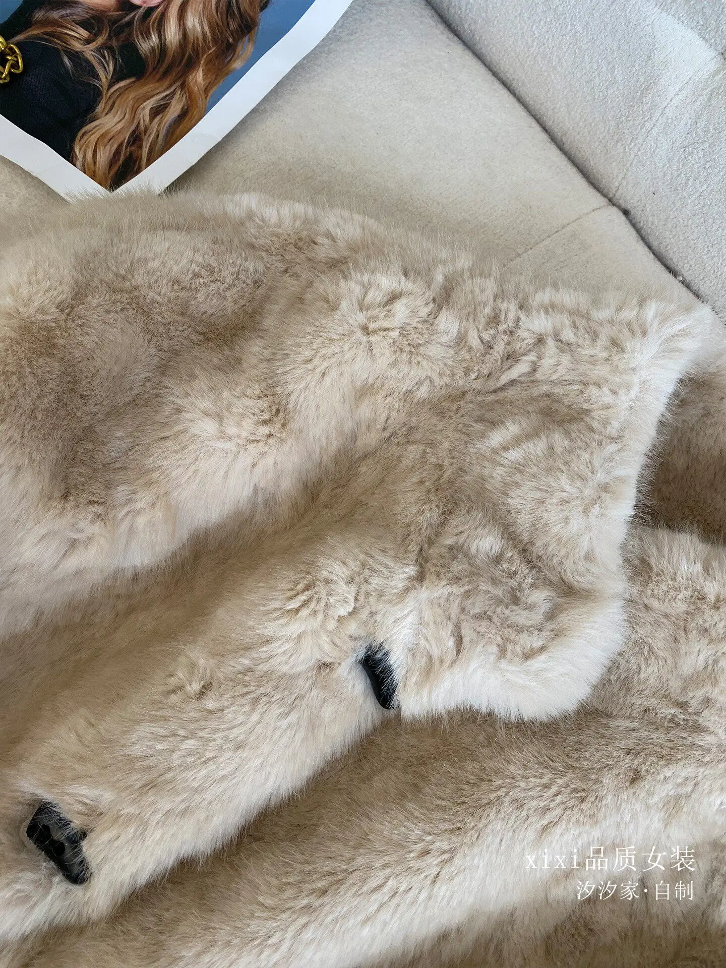 New apricot Stand up collar lamb wool jacket, smooth plush, warm and thick top Coats