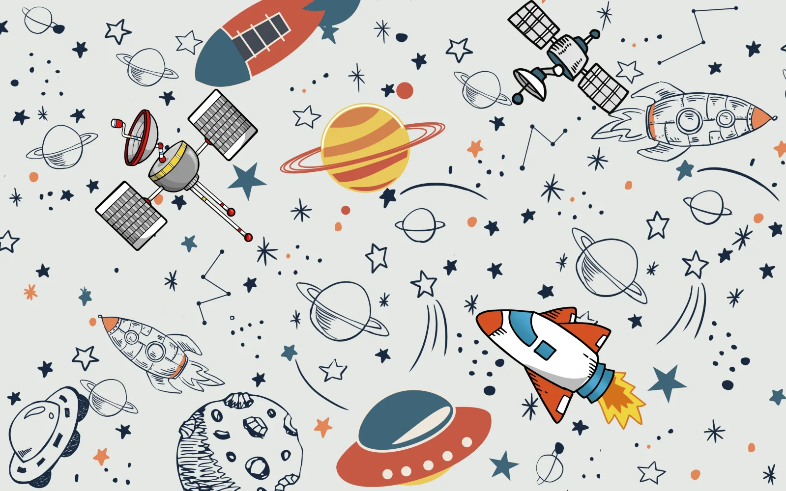 Customized Size 3d Wallpaper Space Astronaut Rocket Planet Satellite Children's Mural Home Decoration Starry Sky Star Decoration