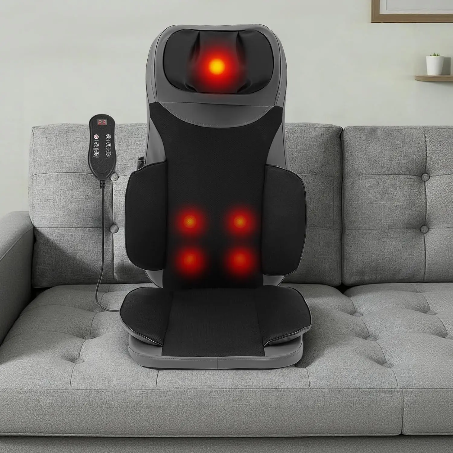 

Массажная подушка для шеи и спины, комфортный массаж спины для снятия боли, массажное кресло 5-в-1 с подогревом для офиса, дома, автомобиля