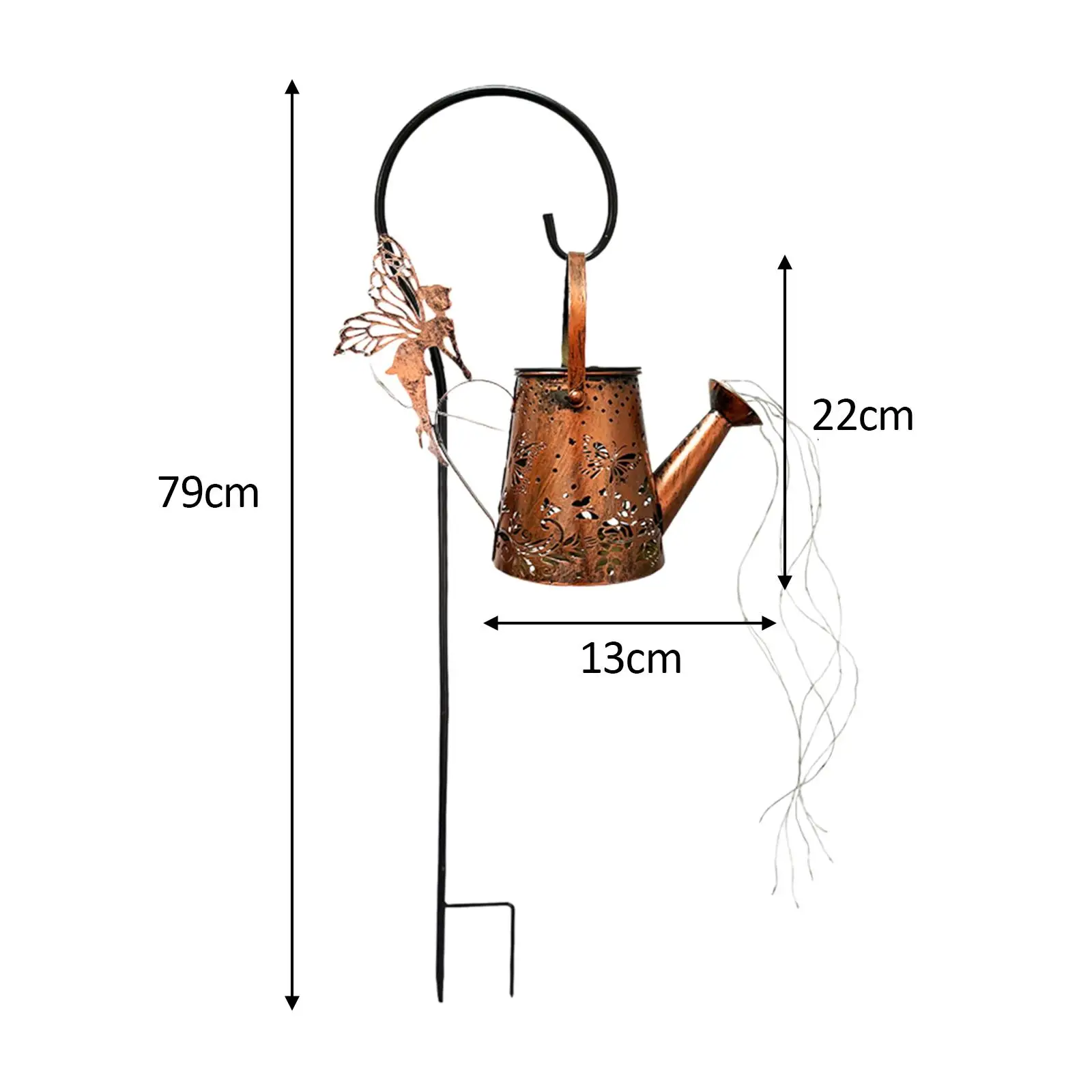 Solar Watering Kettle Lamp, Garden Stake Light, Decorative Height 79cm,