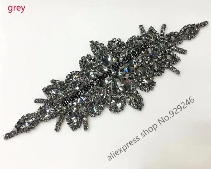 1pc/lot black crystals applique fashion garment and dress accessory black glass rhinestone applique for bags shoes decoration