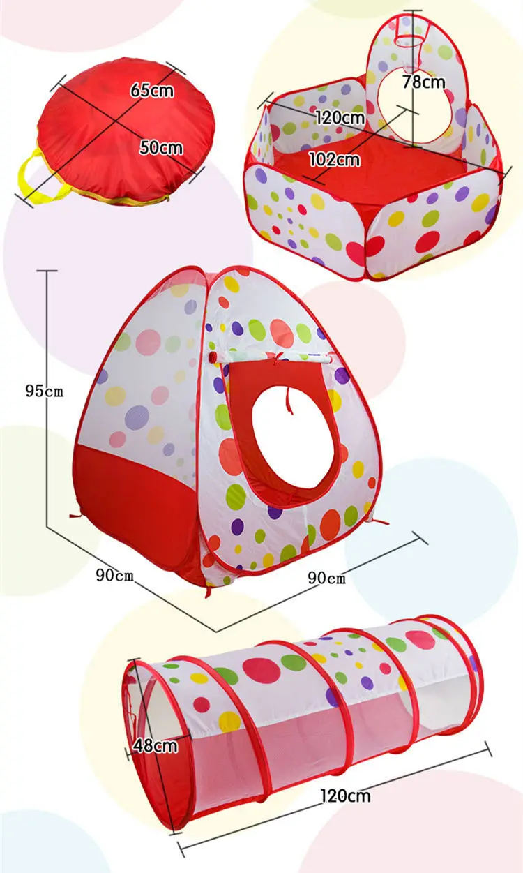 [Funny] 300cm Indoor outdoor House + Tube + Sea ball pool (3 in 1) tent foldable child park shooting crawling game tent baby toy