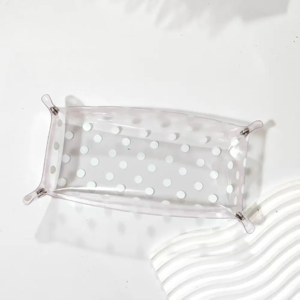 Simple Polka Dot Design Storage Tray Large Capacity Folding Desk Organizer Storage Box Office Study