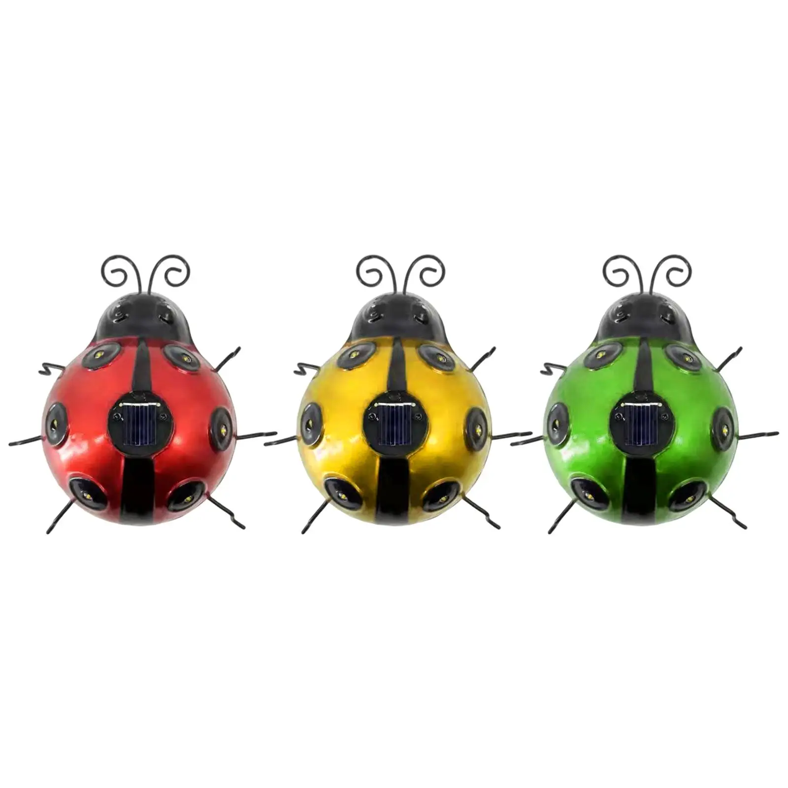 

Wrought Iron Ladybug Lawn Lights Garden Stake for Path Walkway Landscape