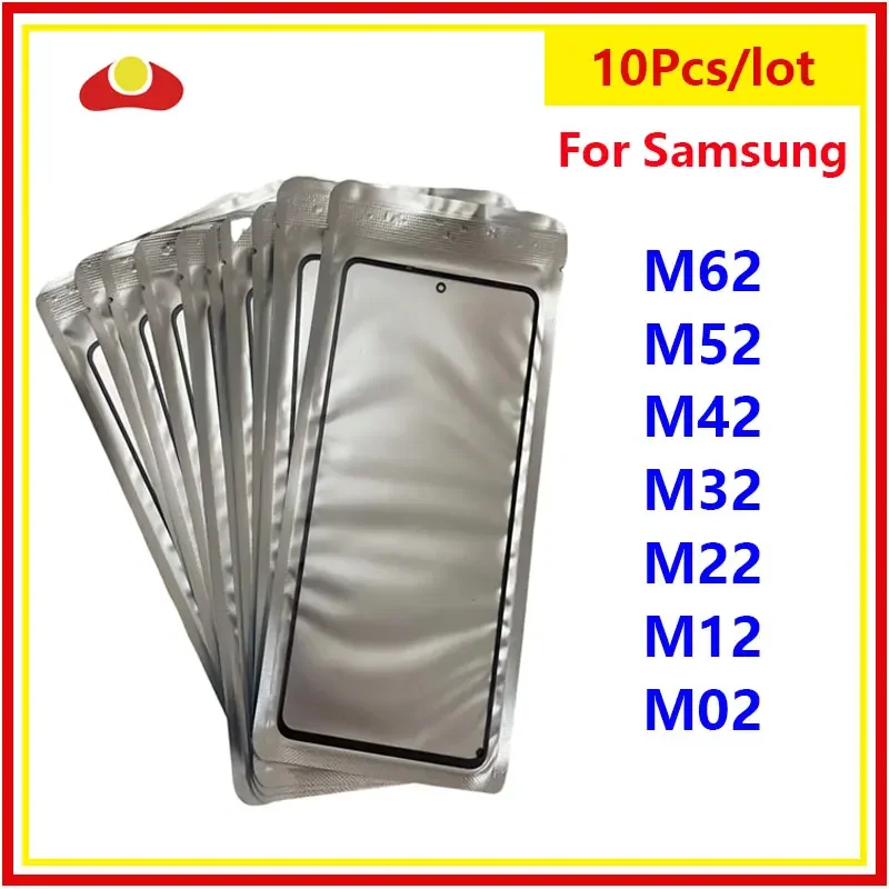 

10Pcs/Lot Front Touch Screen Glass + OCA For Samsung Galaxy M02 M12 M22 M32 M42 M52 M62 Sensor Glass Cover Repair Parts