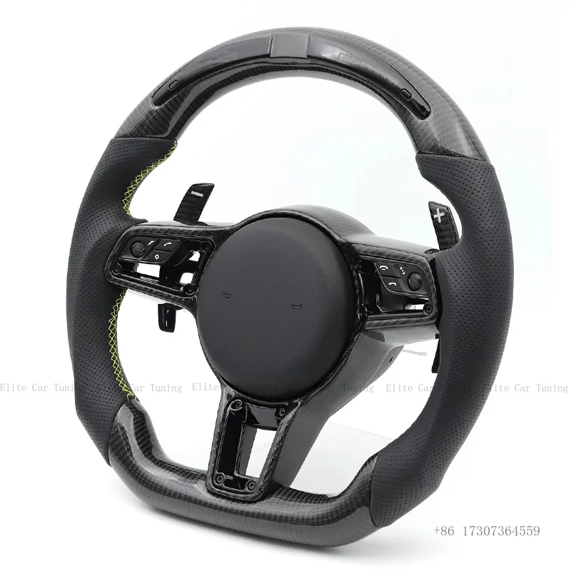 LED Carbon Fiber Steering Wheel for Porsche Macan Panamera Taycan Boxter Karman Cayenne Cayman 718 991 992 911