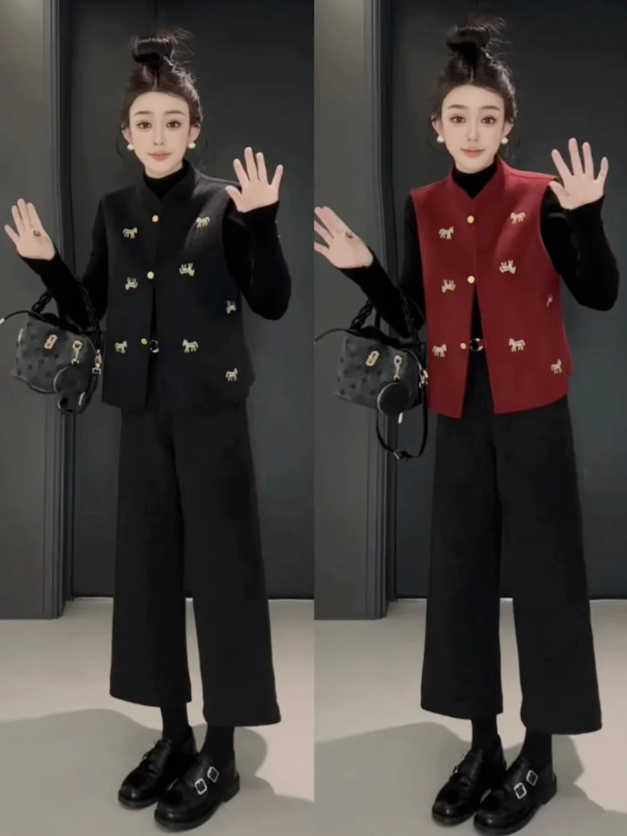 

Новая китайская женская шерстяная жилетка с вышивкой, весна-осень, модная уличная одежда, уникальный дизайн, верхняя одежда