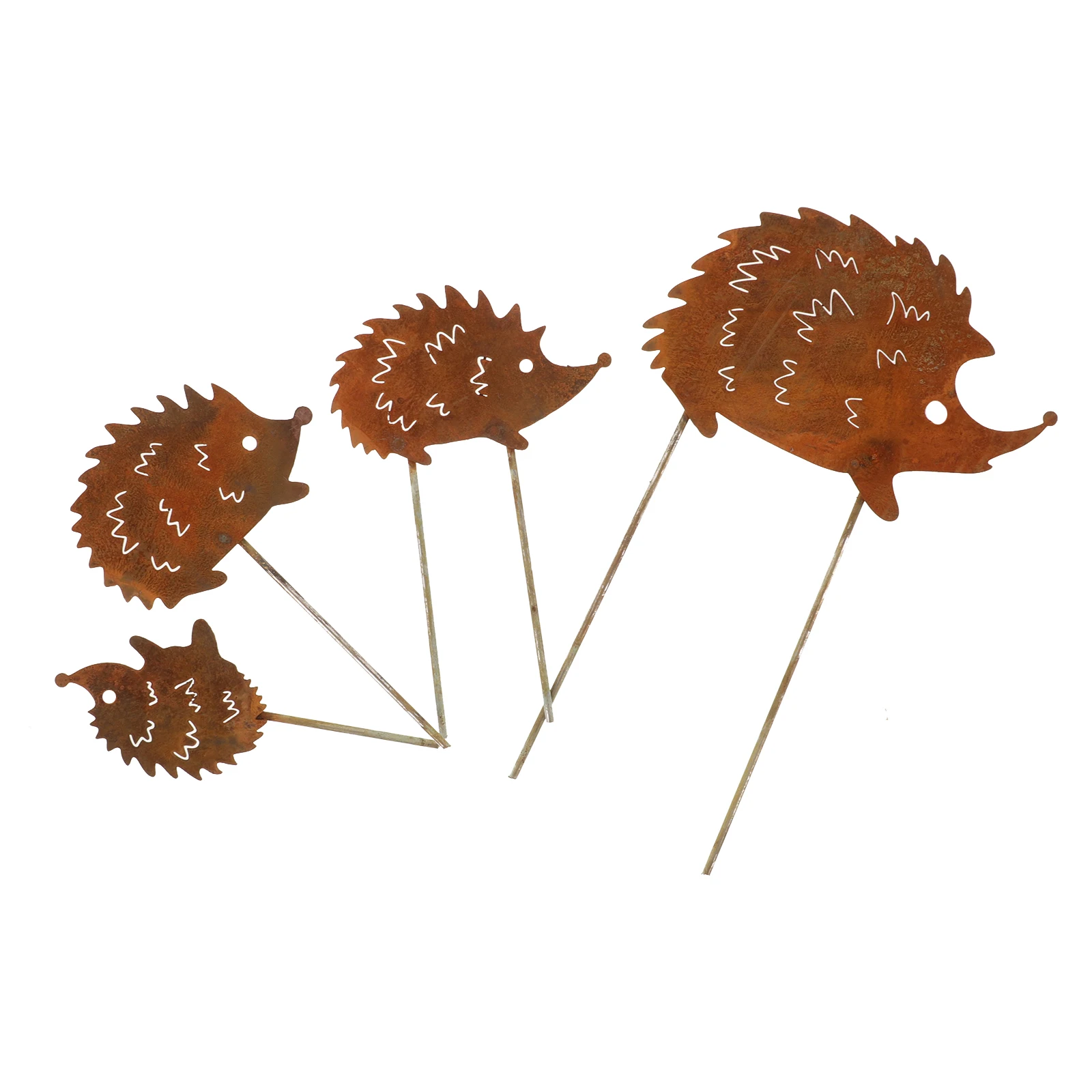 

4 Pcs Iron Hedgehog Stake Garden Figurines for Flower Pot Planters Yard Fence Landscape Ornament Artificial Statue Decor