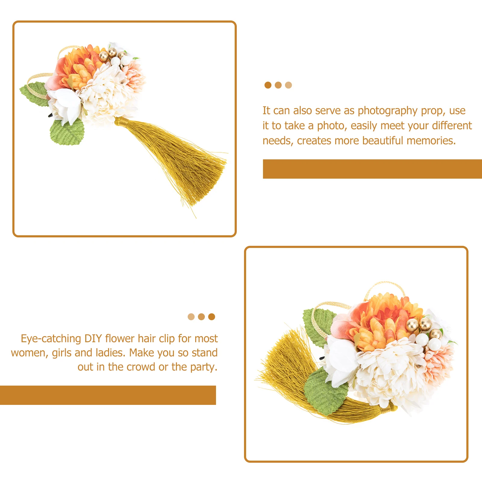 

Silk Flower Hair Accessories Floral Wedding Hairpin Fabric Girl Hair Clip for Women DIY Barrette Photography Prop