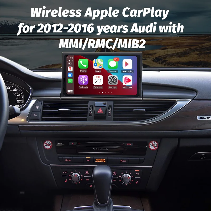 

Wireless CarPlay Android Auto Interface for Audi MMI/MIB2/RMC System | Screen Mirroring Navigation Upgrade Box