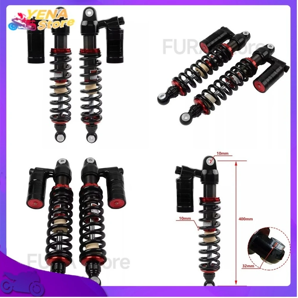 

10mm Spring 400mm Adjustable Motorcycle Shock Absorber Applicable to ATV UTV Dirt Bike Scooter Motorbike Rear Front