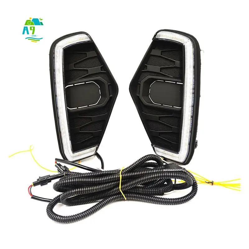 A09E-Car DRL For Nissan Navara NP300 Frontier 2020-2022 Led Daytime Running Light Driving Fog White Yellow Turn Signal Lamp