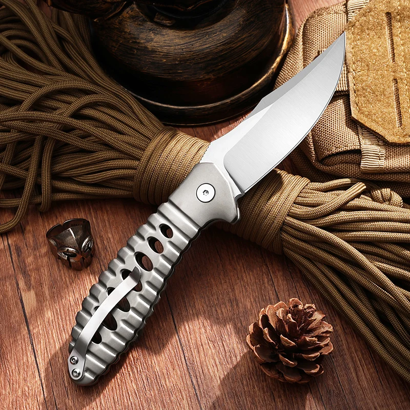 DORVEX Titanium Alloy folding knife D2 Steel Ceramic Bearing Outdoor Camping Survival Pocket knife fruit knife Unboxing EDC Tool