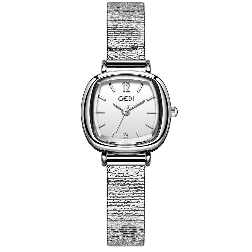 

Брендовые женские часы GEDI, изысканные нишевые модные темпераментные водонепроницаемые кварцевые женские часы с ремешком из нержавеющей стали, подарок