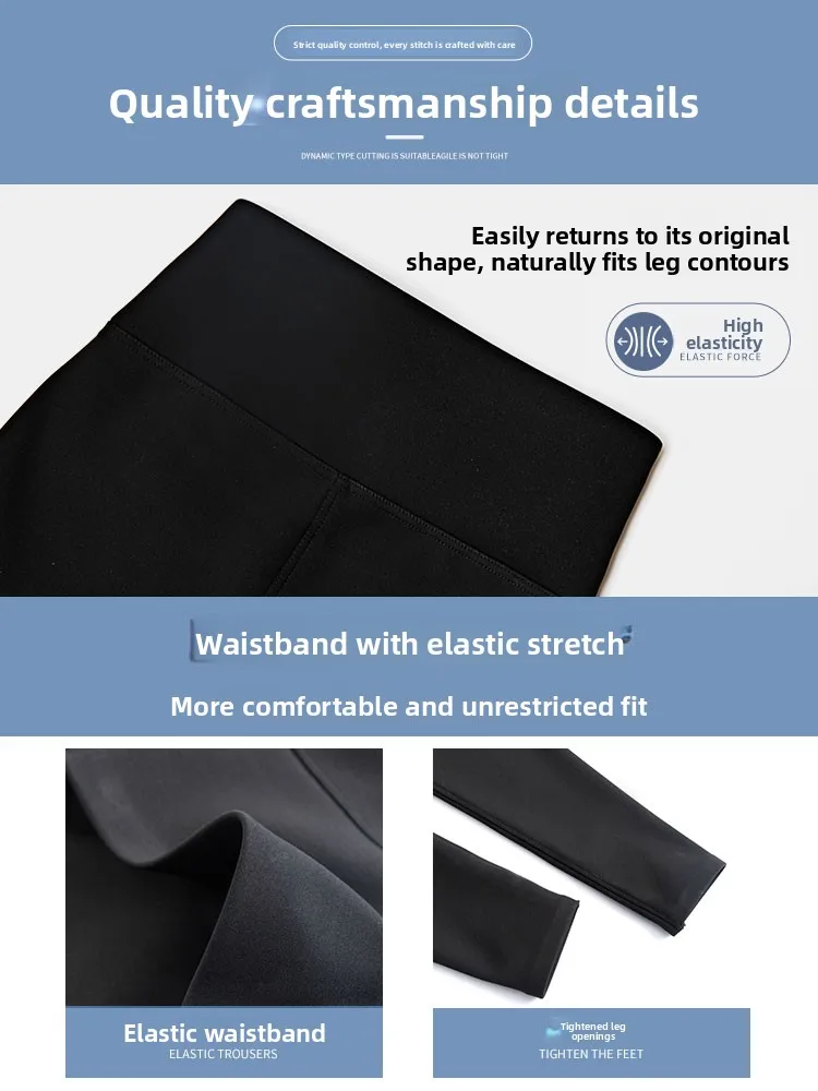 กางเกงโยคะเอวสูงผู้หญิง ทรงรัดรูป ผ้าหนังเทียม เลกกิ้ง ฤดูใบไม้ร่วง ฤดูหนาว อุ่น กระชับสัดส่วน กางเกงซับใน ยืดหยุ่นสูง