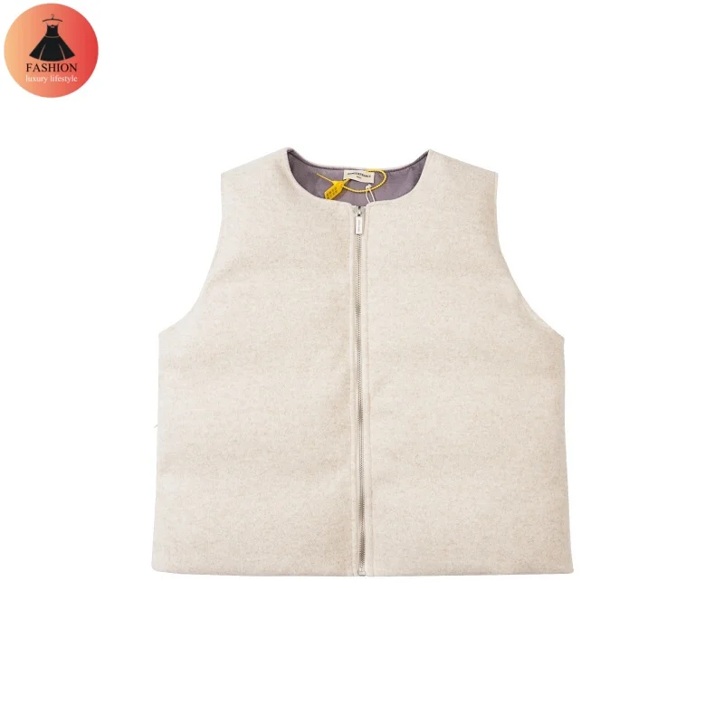 High Quality 1:1 24FWArnodefrance Wool Zipper Breadsuit Vest Men Women Solid Color Sleeveless Jacket