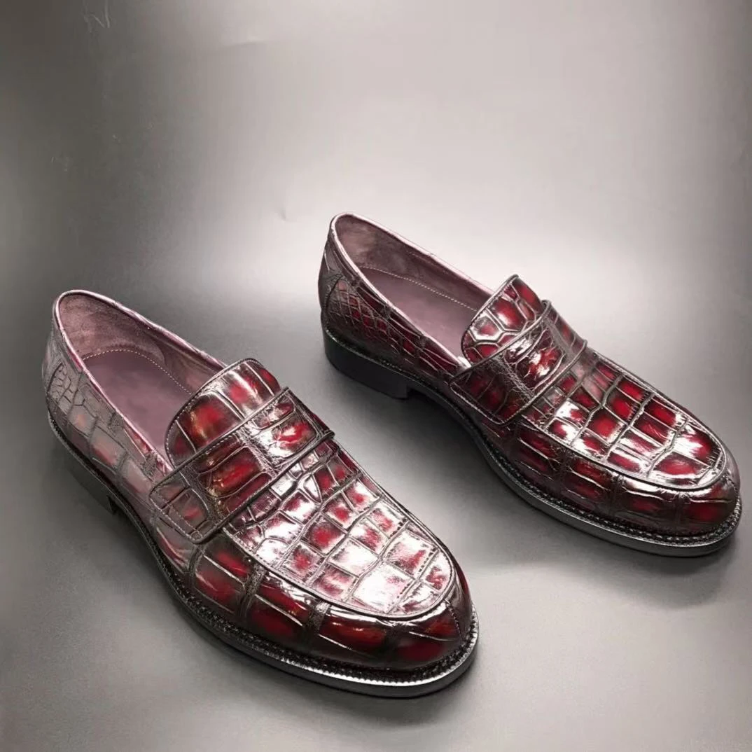 yinshang new men leisure male crocodile shoe red male loafers wedding fahion shoes view 5
