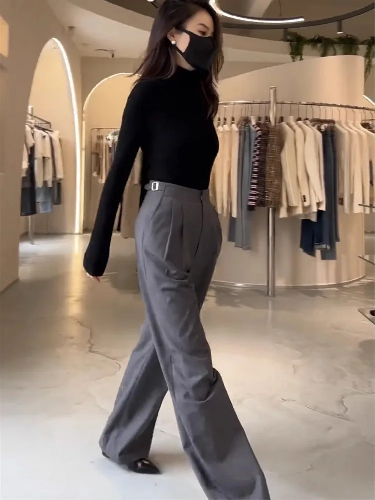 

New fashion high-end versatile high waisted design for autumn 2025 pleated temperament casual suit pants for women