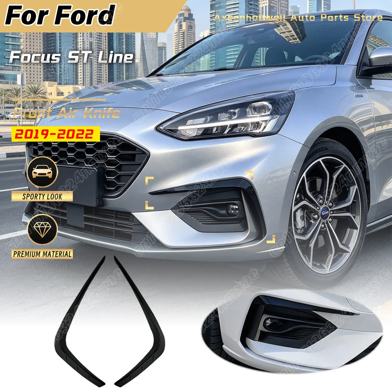 For Ford Focus ST Line 2019 2020 2021 2022 Car Front Air Knife Easy Installation For Vehicle Exterior Decoration Body Mod Kit