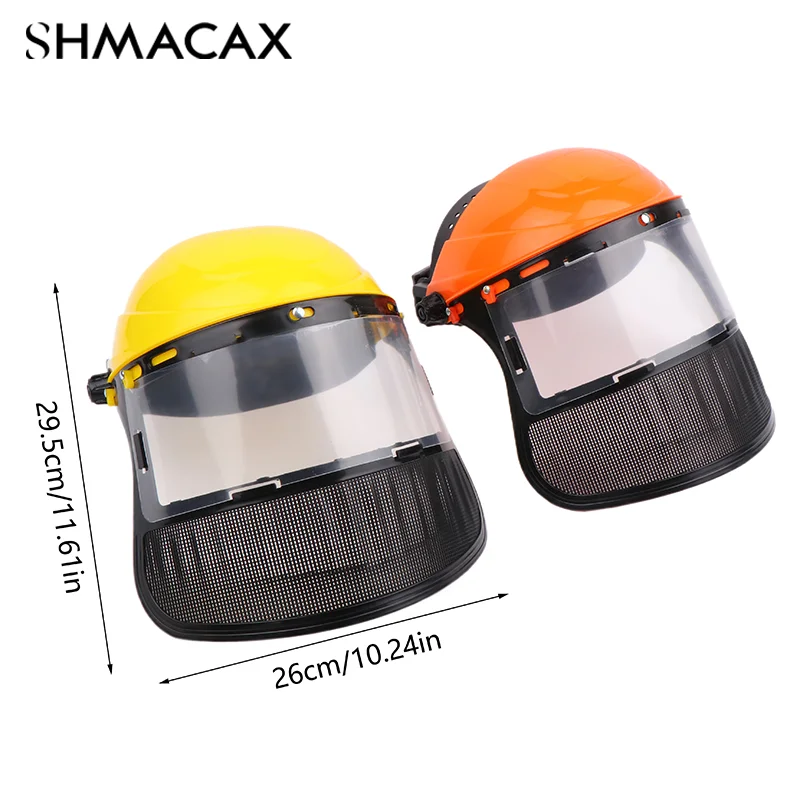 Garden Grass Trimmer Safety Helmet Hat With Full Face Mesh Protective Mask For Logging Brush Cutter Forestry Protection