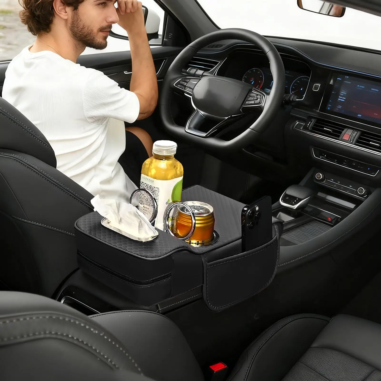 Car Armrest Heavy Duty Ergonomic Non Slip Organization Car Console Organizer For Family Adults Men Women Automotive Vehicle