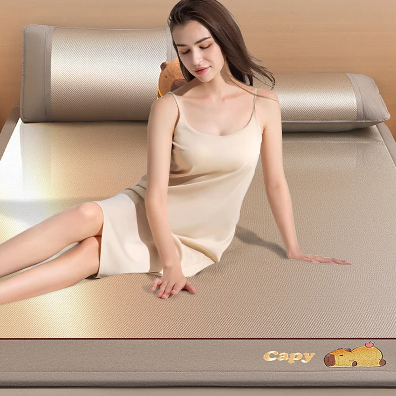 Summer rattan mat ice silk bed sheet super cool bamboo bed mattress soft grass bed mats with pillowcase for mother and baby use
