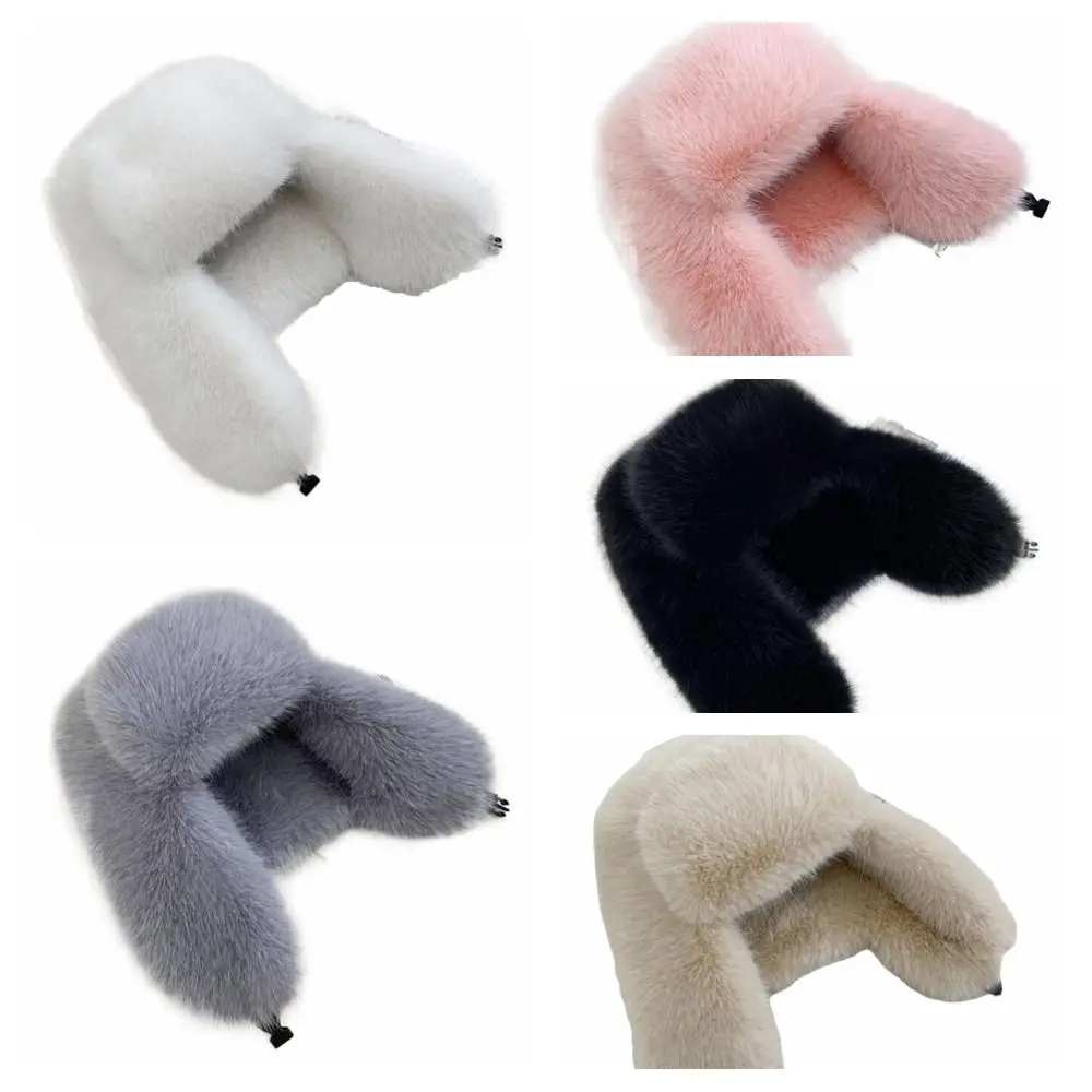 Zachte Faux Nertsenbont Pluche Lei Feng Hoed Verdikte Winddicht Skiën Pilot Hoed Gehoorbescherming Warm Houden Gehoorbescherming Cap Dames