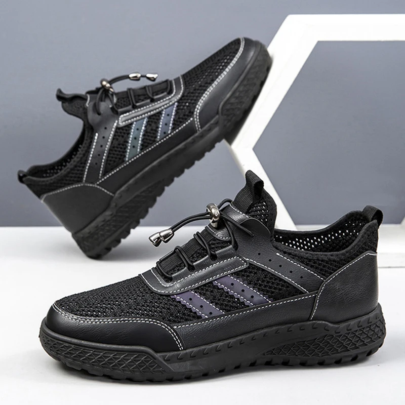 

New Summer Soft Soled Running Shoes Men Black Mesh Breathable Casual Shoes Comfortable Fashion Versatile Outdoor Exercise Shoes