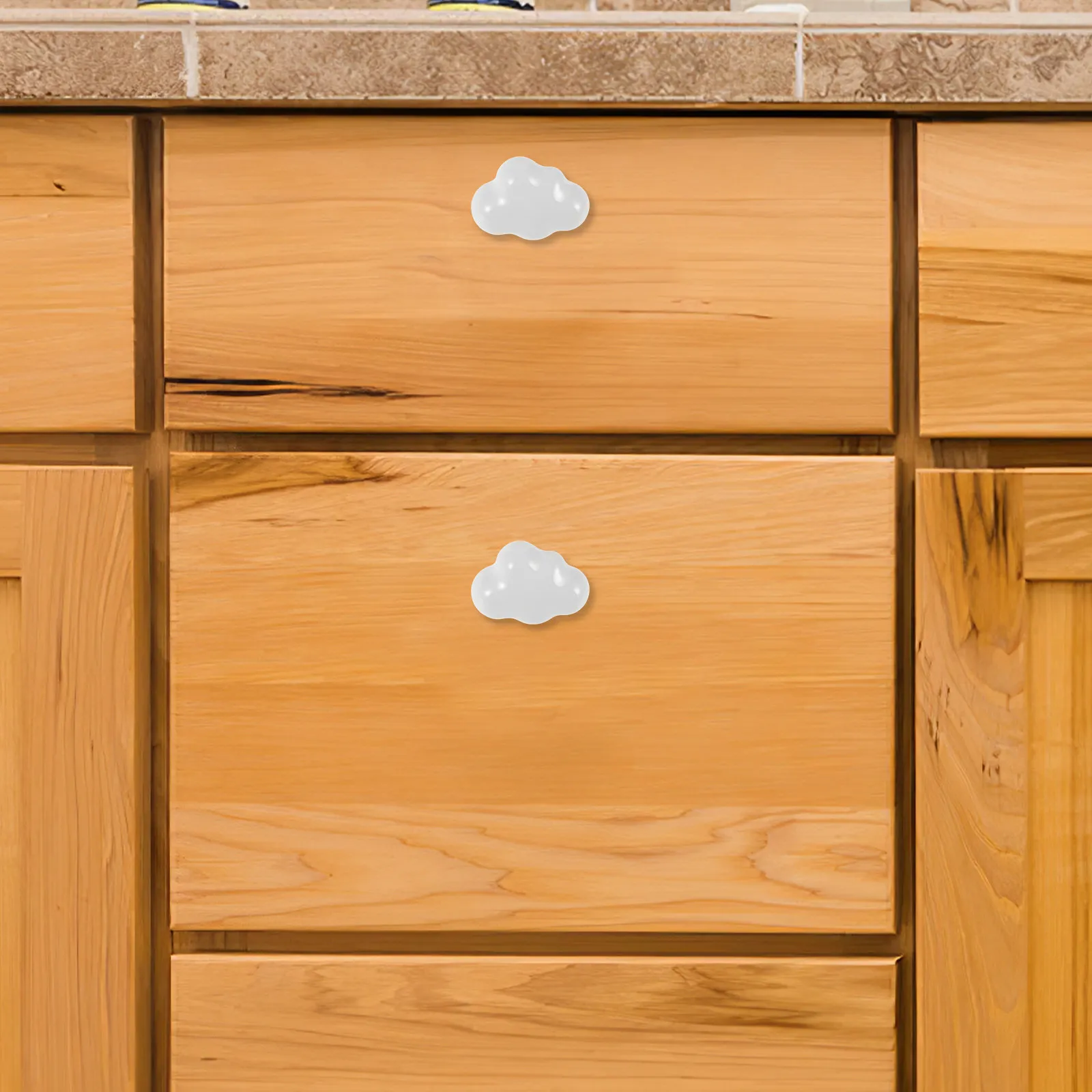 2Pcs Elegant Cloud Shaped Ceramic Cabinet Knobs Drawer Pulls for Home Office Bar Ktv Hotel Bathroom Wardrobe Chest of Drawers