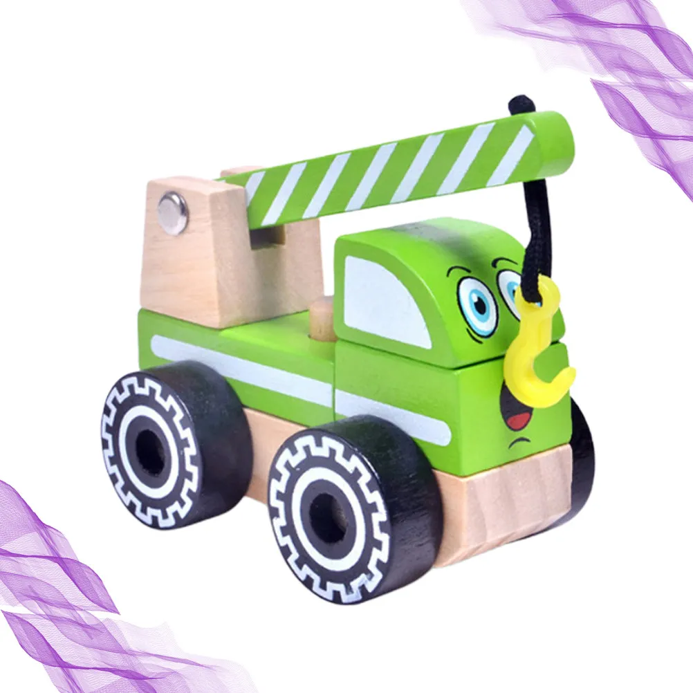 

Engineering Truck Wooden Crane Infant Mini Cognitive Construction Vehicle for Kids Learning Coordination and Hand Flexibility