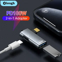 Elough PD 100W 2 in 1 Adapter USB C To Type C/USB A To USB C OTG Adapter For Iphone 15 Apple Computers laptops Xiaomi Huawei