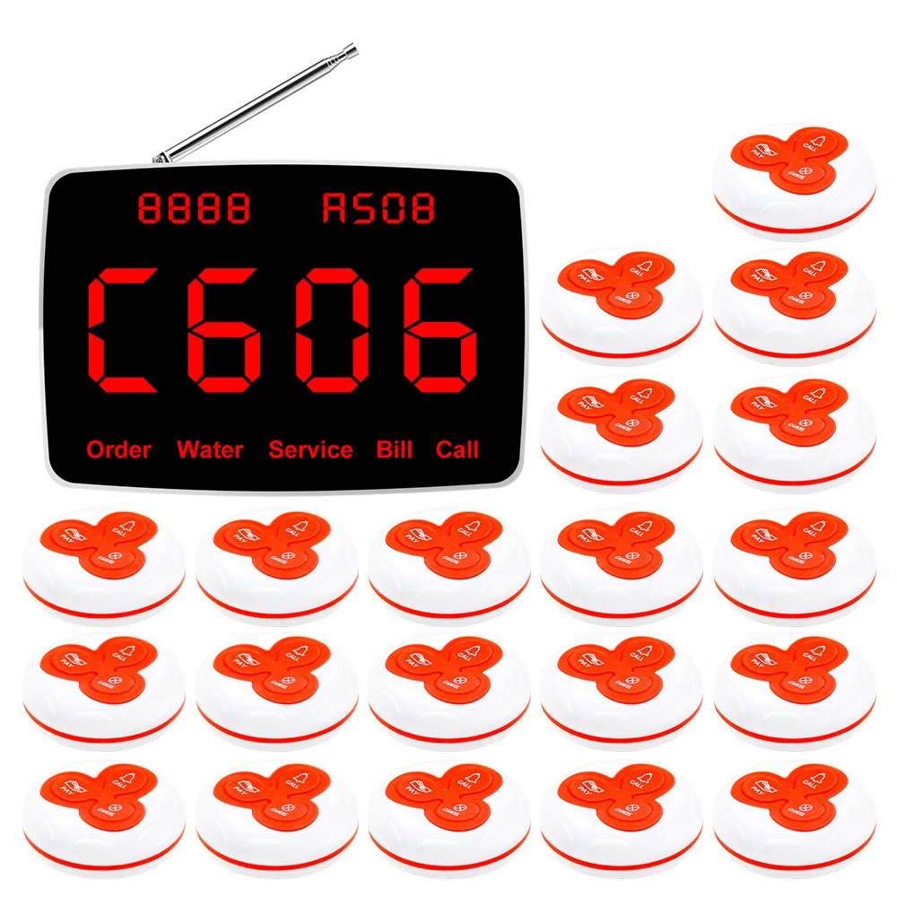 JINGLE BELLS Wireless Calling System 20 Pcs CTT25 Call Buttons for Bar,Restaurant,Office,Cafe Customer Call waiter Service Bell