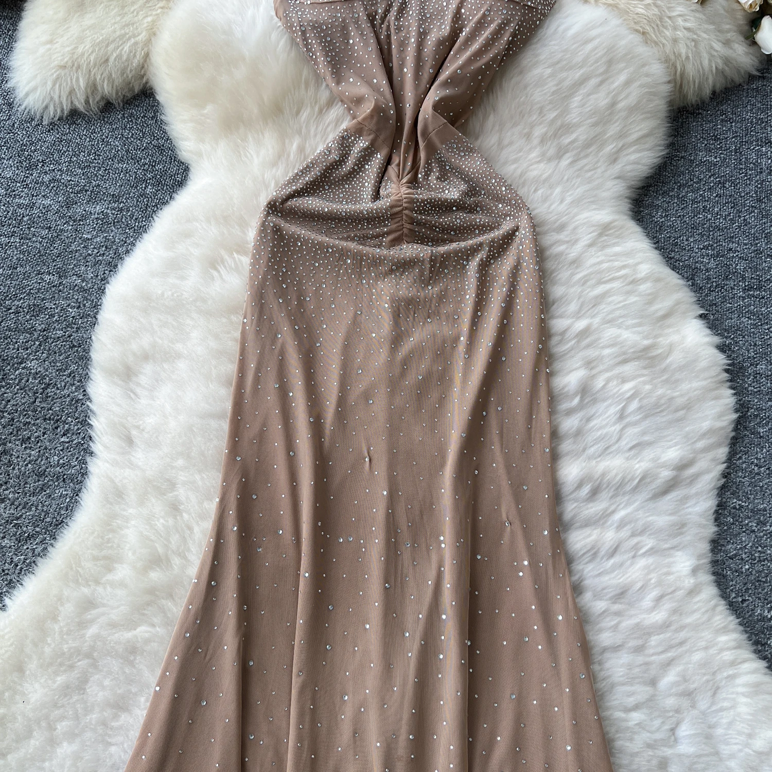 Chic vintage sleeveless Strapless bodycon slim Elegant Fairy korean fashion Boho Sundress women clothing Long dress