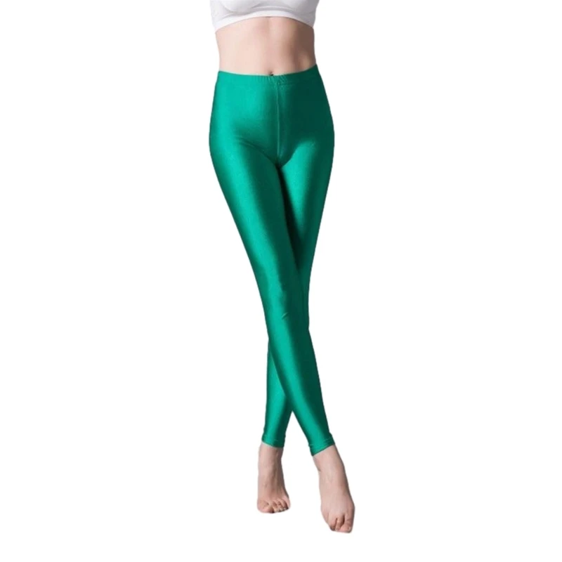 ผู้หญิงสูงเอวกางเกงโยคะGlossyกีฬาTightsออกกำลังกายLeggings NeonsกางเกงขายาวDropshipping