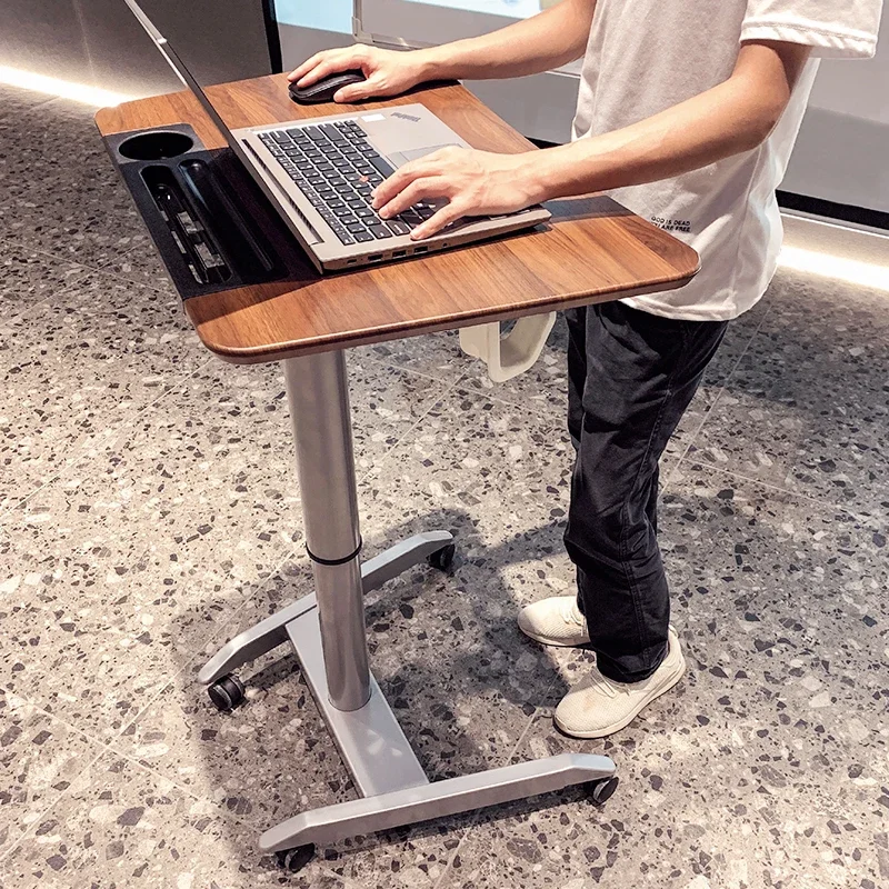 Simple small mobile desk pneumatic lifting laptop table standing training platform small side