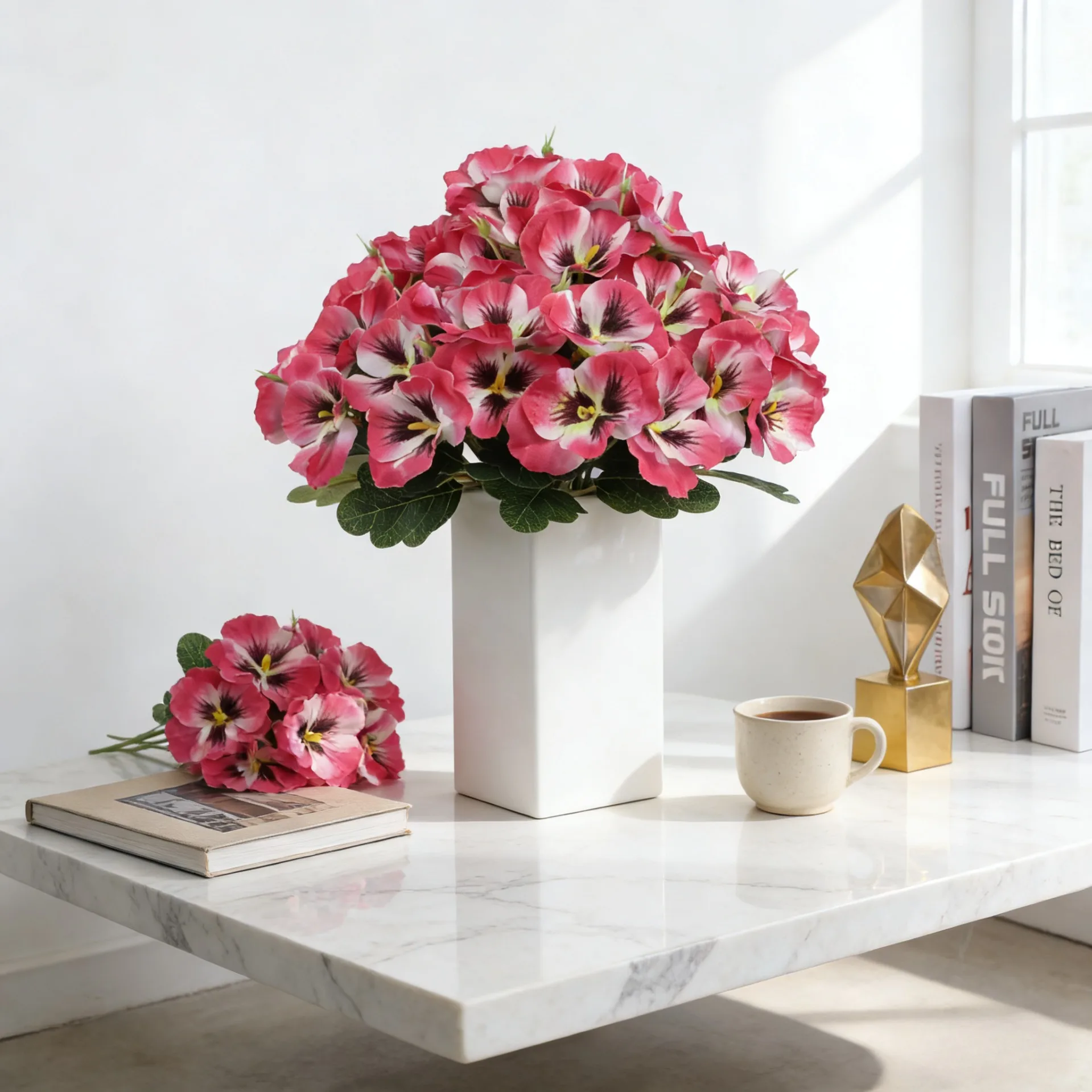 

Искусственный букет из панси 12,6 дюйма для свадебного декора на открытом воздухе, украшения дома и отеля, реквизита для фотосъемки и демонстрации