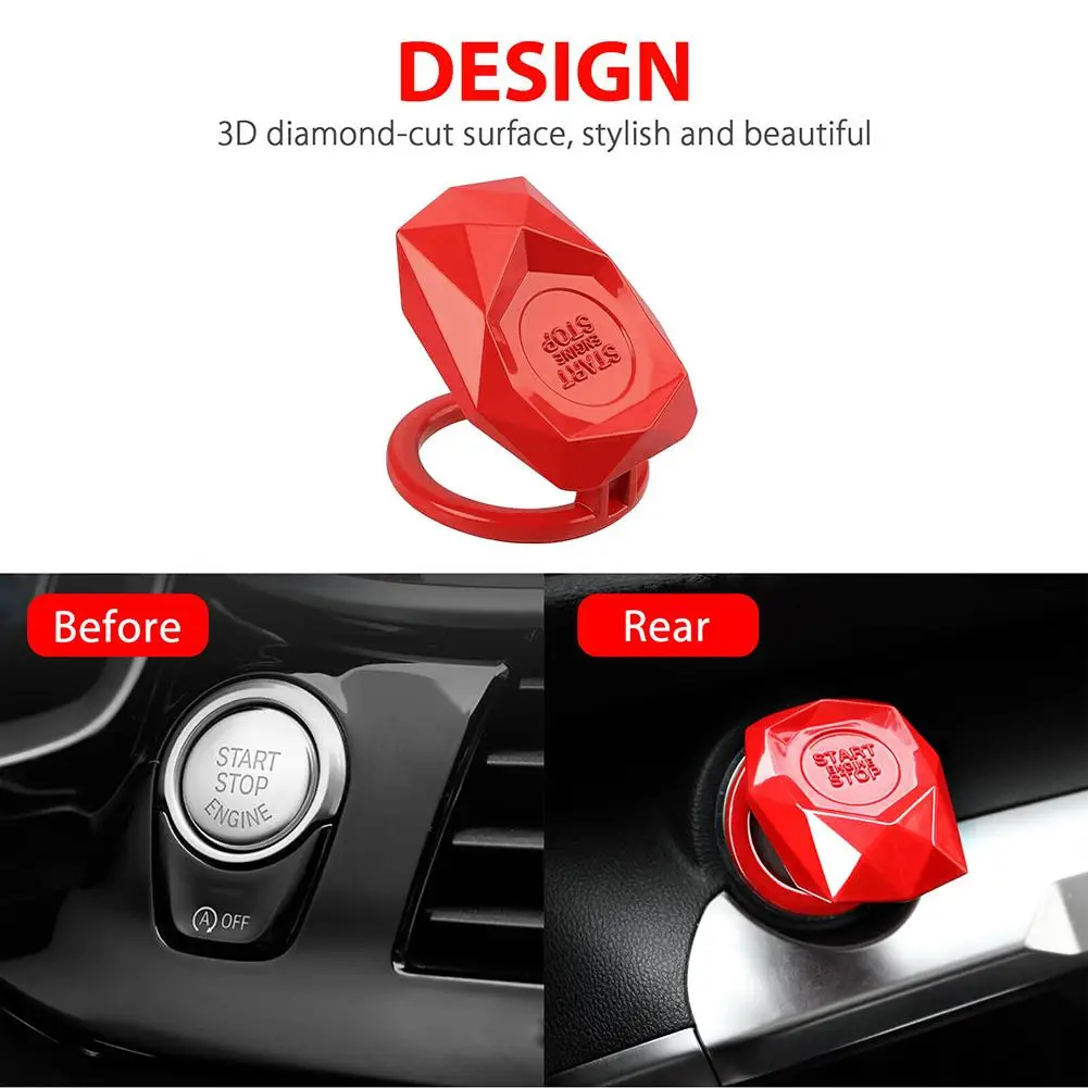 

Engine Start Push Button Cover Ignition Switch Decorative Stickers Interior Modification Accessories Trim Universal