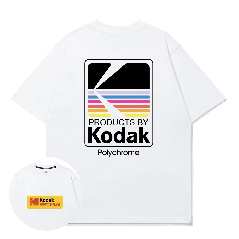 2026 Sommer Reine Baumwolle T-Shirt Hip-Hop-Stil Kodak Neues Bedrucktes T-Shirt für Herren Damen Unisex Harajuku-Stil Kurzarm-Oberteil – Detail 8