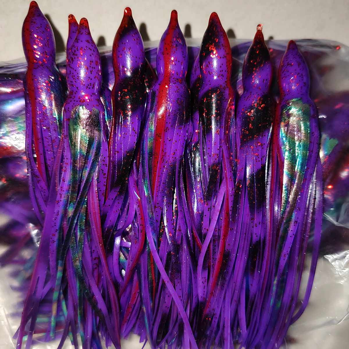 50 Stück Oktopus-Rock-Köder, weiche Tintenfisch-Köder, Angelköder zum Schleppangeln für Thunfisch, Mahi, Marlin, Offshore-Big-Game-Angeln – Detail 3