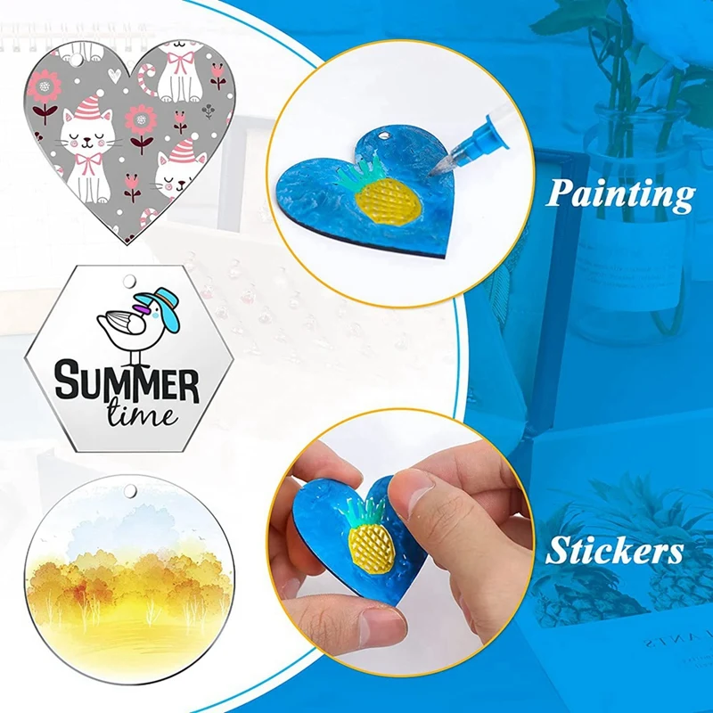 PWS 200 Pieces Acrylic Keychain Blanks Blank Acrylic Clear Keychain Pendants For DIY Craft Projects