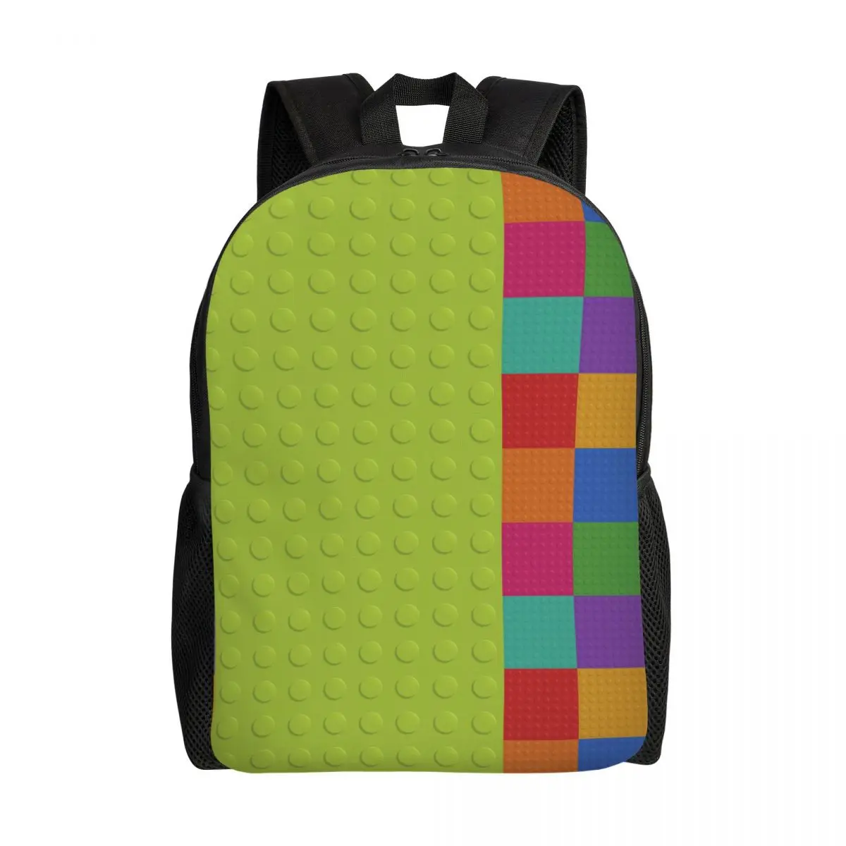 Personalized Colorful Building Plastic Brick Toy Blocks Patterns Backpacks Men Women Casual Bookbag for College School Bags