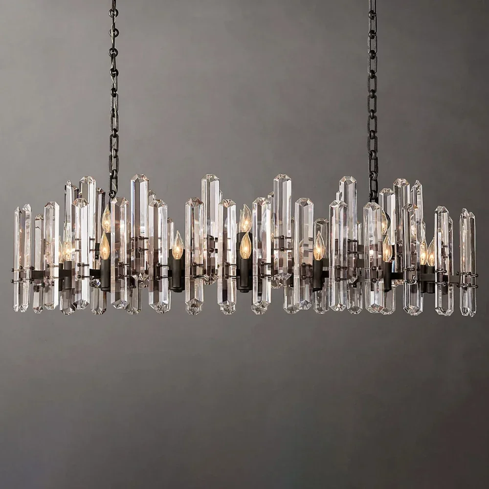 Branch chandelier LED transparent crystal chandelier lighting deluxe rectangular chandelier home decoration kitchen island