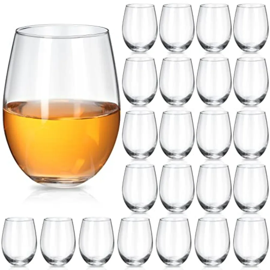

24 Pack Stemless Wine Glasses 18 oz Clear Wine Tumbler Red or White Wine Glasses Crystal Drinking Glasses Drinkware Cocktail Gl