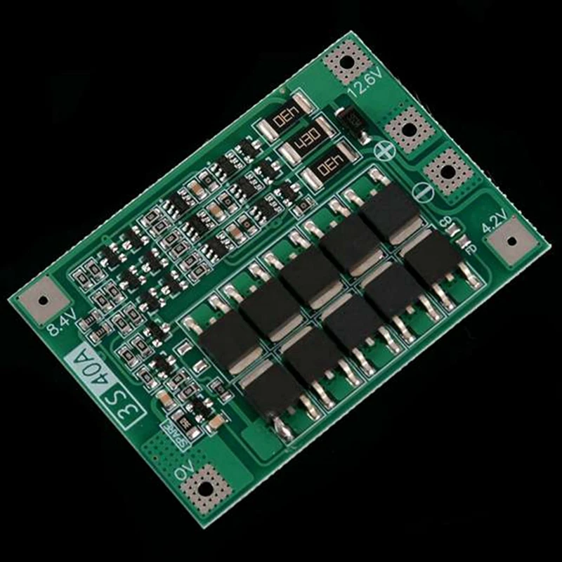 BMS Battery Protection Board, BMS com Balance Li-ion Battery Cell Module, 3S, 40A, 12V Li-Ion 18650, 4pcs