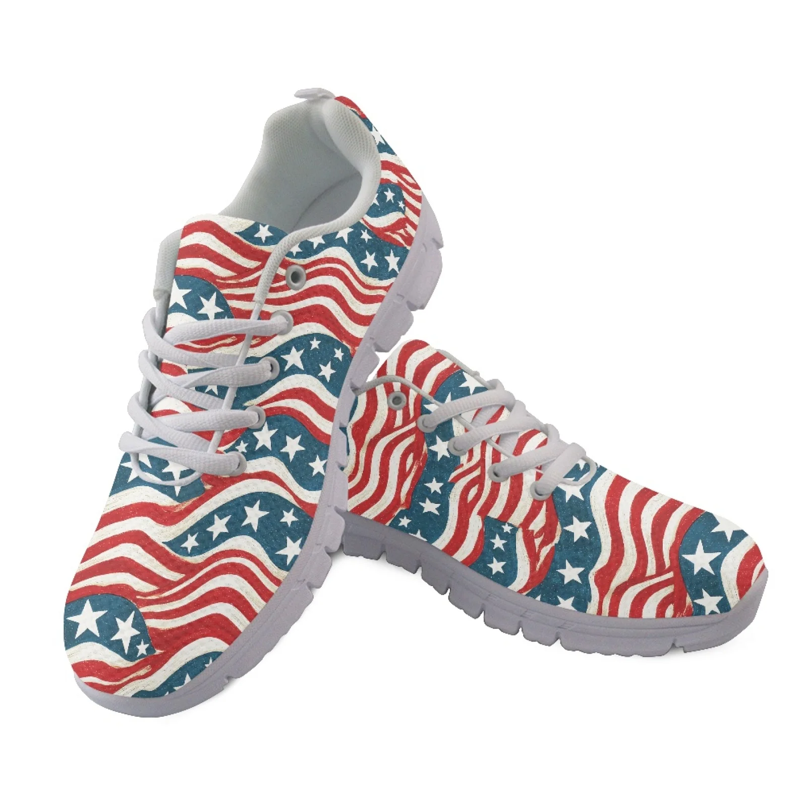 Coloranimal American Flag Tennis Shoe Running Shoes for Women Lace Up Athletic Sneaker