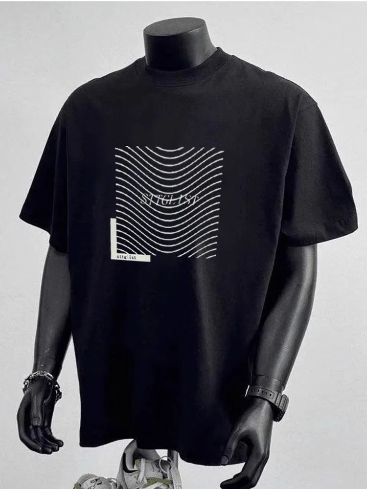 

Высококачественная мужская футболка Haome из чистого хлопка, свободного кроя, повседневная, простая, элегантная, трендовая, большого размера, 300 пу.