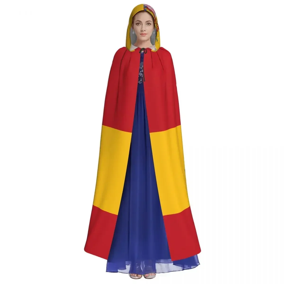 Flag Of Spain Unisex Witch Party Reversible Hooded Adult Vampires Cape Cloak